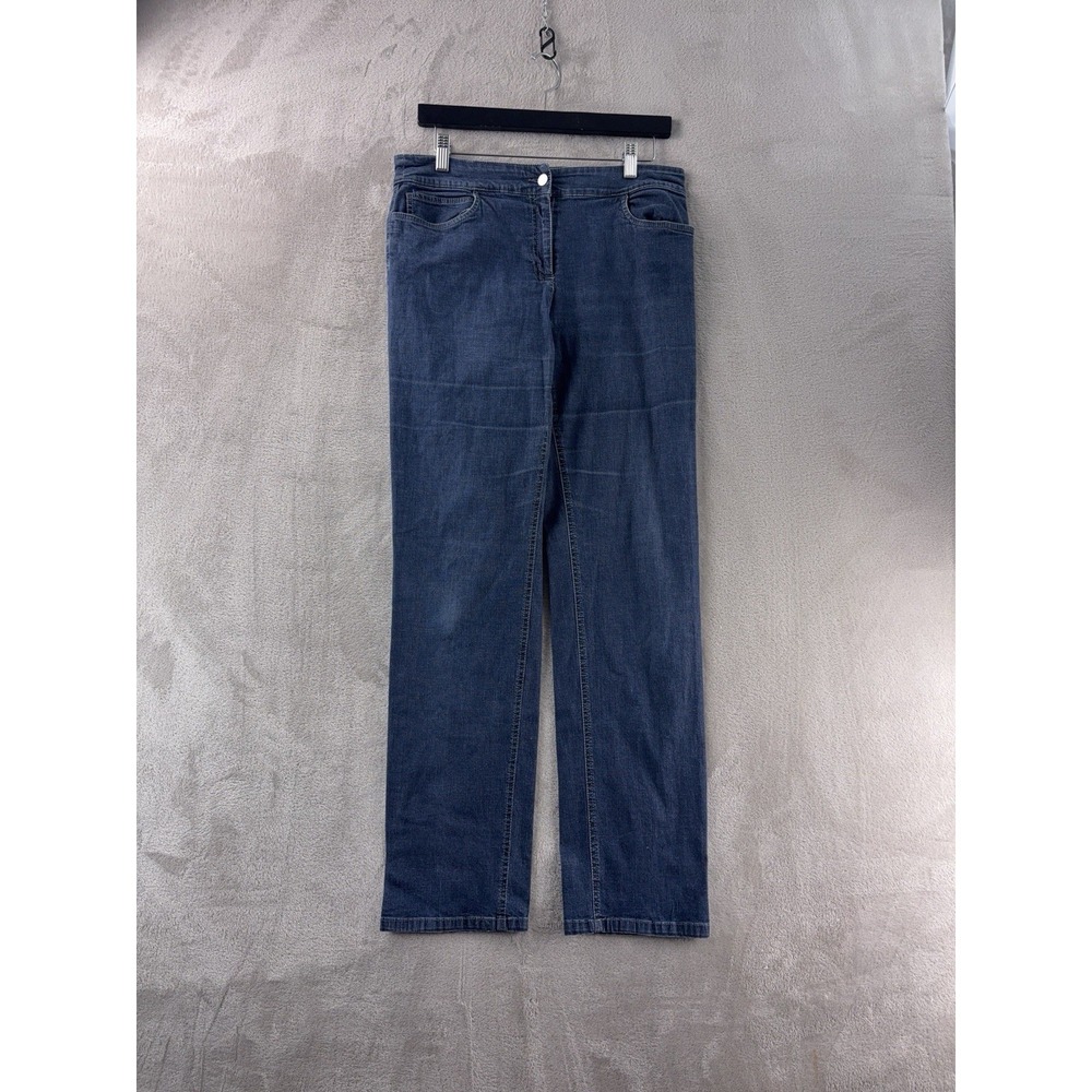 EILEEN FISHER Jeans Womens Size Medium Blue Straight Leg Pull On Stretch Denim